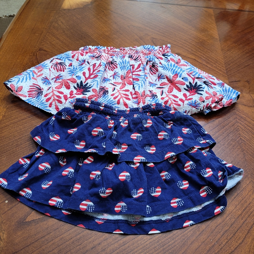 4/$15 4th of July Tiered Skirt 18 months Girl 2 skirts in total
